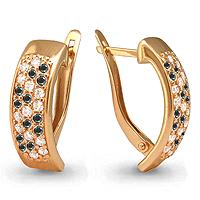 Золотые серьги AQUAMARINE 40759Ч с фианитом и ювелирным кристаллом 40759Ч фото