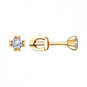 Золотые серьги AQUAMARINE 40810 с фианитом 40810 фото