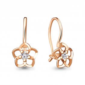 Золотые серьги AQUAMARINE 40961 с фианитом 40961 фото