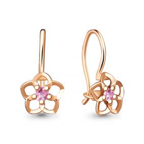 Золотые серьги AQUAMARINE 40961Р с фианитом 40961Р фото