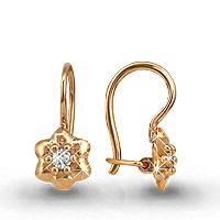 Золотые серьги AQUAMARINE 40962 с фианитом 40962 фото