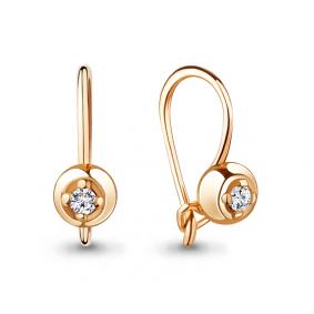 Золотые серьги AQUAMARINE 40963 с фианитом 40963 фото