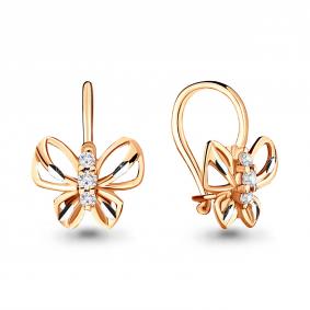 Золотые серьги AQUAMARINE 40964 с фианитом 40964 фото