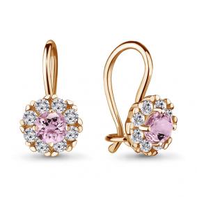 Золотые серьги AQUAMARINE 40965В с фианитом 40965В фото