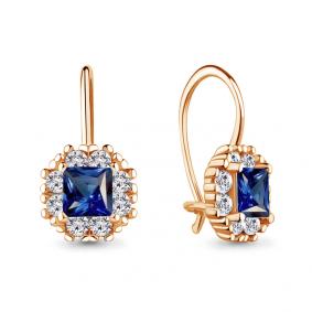 Золотые серьги AQUAMARINE 40966Б с фианитом 40966Б фото