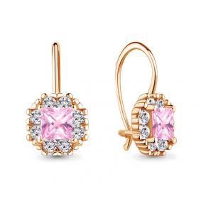 Золотые серьги AQUAMARINE 40966В с фианитом 40966В фото