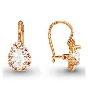 Золотые серьги AQUAMARINE 40968А с фианитом 40968А фото