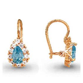 Золотые серьги AQUAMARINE 40968Б с фианитом 40968Б фото