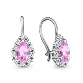 Золотые серьги AQUAMARINE 40968В с фианитом 40968В фото