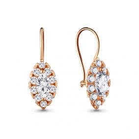 Золотые серьги AQUAMARINE 40969А с фианитом 40969А фото