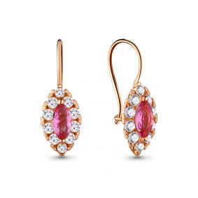 Золотые серьги AQUAMARINE 40969В с фианитом 40969В фото