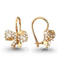 Золотые серьги AQUAMARINE 40979А с фианитом 40979А фото