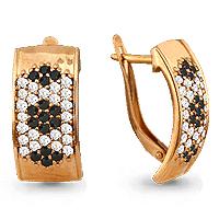 Золотые серьги AQUAMARINE 40982Ч с фианитом 40982Ч фото