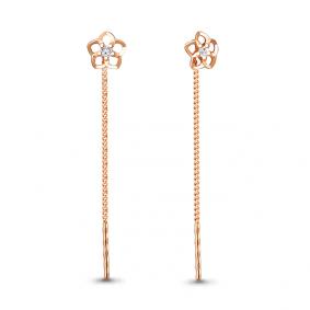 Золотые серьги AQUAMARINE 40995 с фианитом 40995 фото