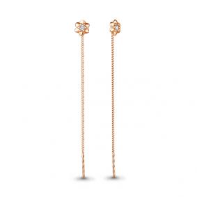 Золотые серьги AQUAMARINE 40996 с фианитом 40996 фото