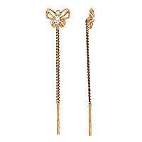 Золотые серьги AQUAMARINE 40998А с фианитом 40998А фото