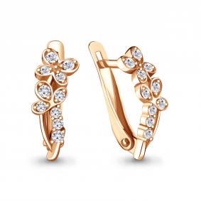 Золотые серьги AQUAMARINE 41159А с фианитом 41159А фото