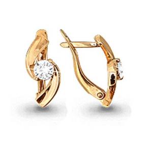 Золотые серьги AQUAMARINE 41189 с фианитом 41189 фото