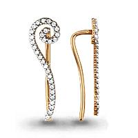 Золотые серьги AQUAMARINE 41250А с фианитом 41250А фото