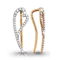 Золотые серьги AQUAMARINE 41252А с фианитом 41252А фото