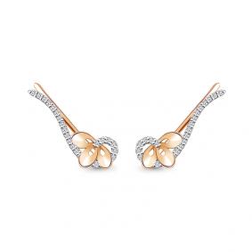 Золотые серьги AQUAMARINE 41254А с фианитом 41254А фото