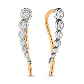 Золотые серьги AQUAMARINE 41255А с фианитом 41255А фото