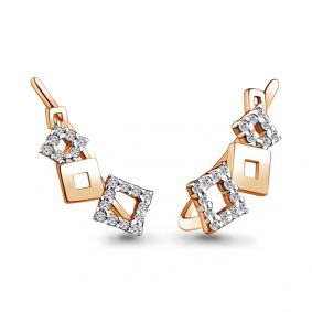 Золотые серьги AQUAMARINE 41257А с фианитом 41257А фото