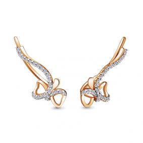 Золотые серьги AQUAMARINE 41261А с фианитом 41261А фото