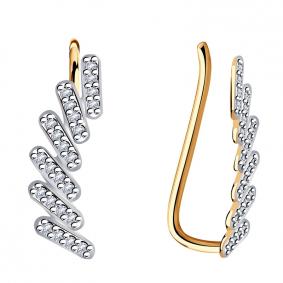 Золотые серьги AQUAMARINE 41270А с фианитом 41270А фото