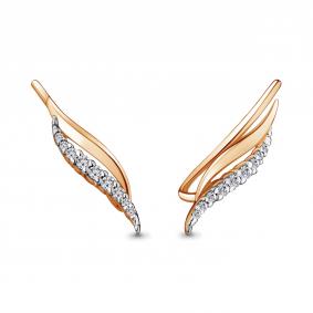 Золотые серьги AQUAMARINE 41272А с фианитом 41272А фото