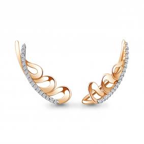 Золотые серьги AQUAMARINE 41273А с фианитом 41273А фото