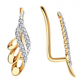 Золотые серьги AQUAMARINE 41279А с фианитом 41279А фото