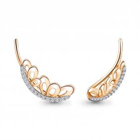 Золотые серьги AQUAMARINE 41281А с фианитом 41281А фото