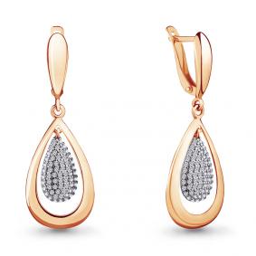 Золотые серьги AQUAMARINE 41307А с фианитом 41307А фото