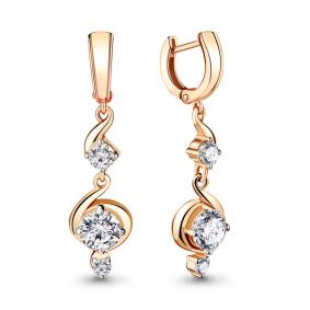 Золотые серьги AQUAMARINE 41320 с фианитом 41320 фото