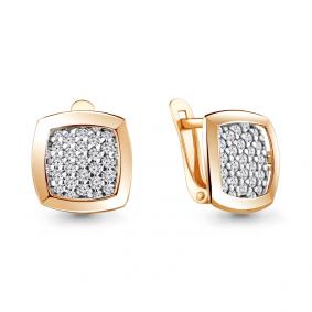 Золотые серьги AQUAMARINE 41349А с фианитом 41349А фото