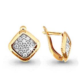 Золотые серьги AQUAMARINE 41351А с фианитом 41351А фото