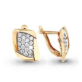 Золотые серьги AQUAMARINE 41355А с фианитом 41355А фото