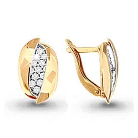 Золотые серьги AQUAMARINE 41364А с фианитом 41364А фото