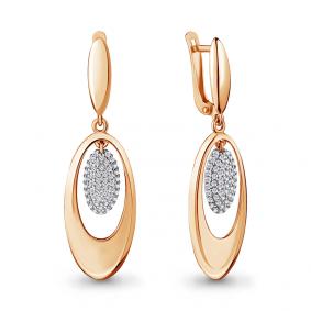 Золотые серьги AQUAMARINE 41520А с фианитом 41520А фото