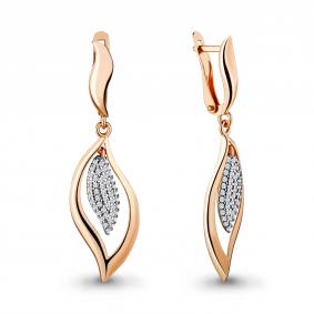 Золотые серьги AQUAMARINE 41521А с фианитом 41521А фото