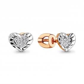 Золотые серьги AQUAMARINE 41654А с фианитом 41654А фото