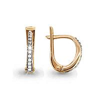 Золотые серьги AQUAMARINE 41655А с фианитом 41655А фото