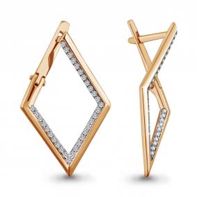 Золотые серьги AQUAMARINE 41723А с фианитом 41723А фото