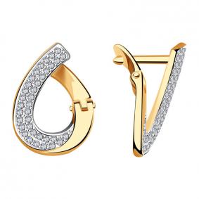 Золотые серьги AQUAMARINE 41725А с фианитом 41725А фото