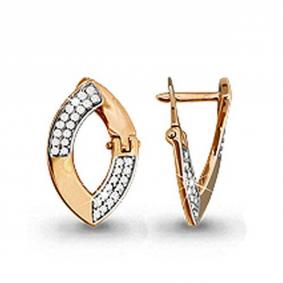 Золотые серьги AQUAMARINE 41726А с фианитом 41726А фото