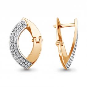 Золотые серьги AQUAMARINE 41727А с фианитом 41727А фото