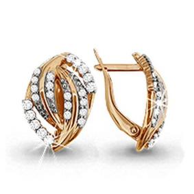 Золотые серьги AQUAMARINE 41742А с фианитом 41742А фото