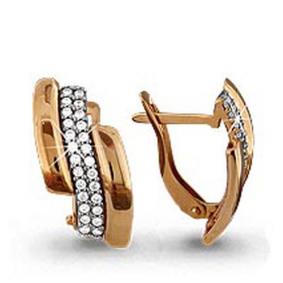 Золотые серьги AQUAMARINE 41755А с фианитом 41755А фото