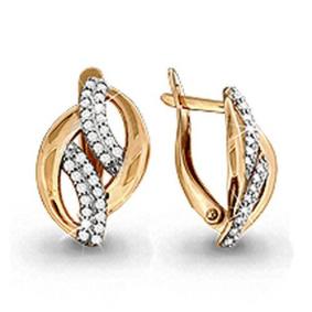 Золотые серьги AQUAMARINE 41796А с фианитом 41796А фото